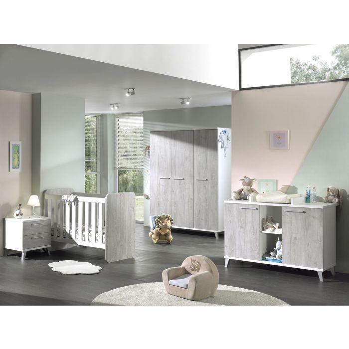 Chambre Bebe Evolutive Chene Gris Et Blanc Liam Trocity