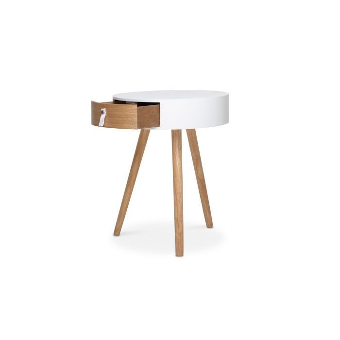 Table D Appoint Avec Tiroir Bois Et Blanc Carpi Trocity