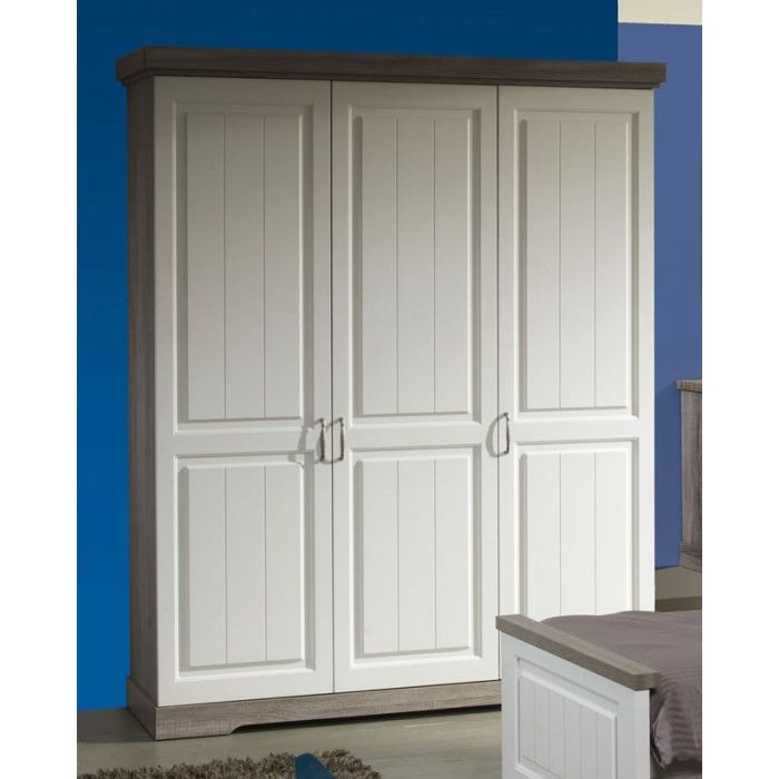 Armoire Penderies Et Lingere 3 Portes Truffe Et Blanc Yvette